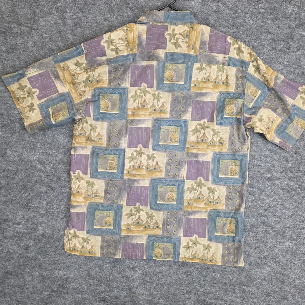 Tori Richard Shirt Mens Large Multicolor Hawaiian Tropical Pineapple Button Up - Picture 2 of 8